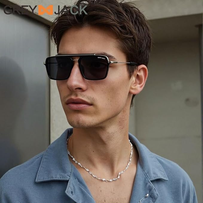 Grey Jack 2033 Sunglasses with polarized TAC lenses and a square double-bridge frame