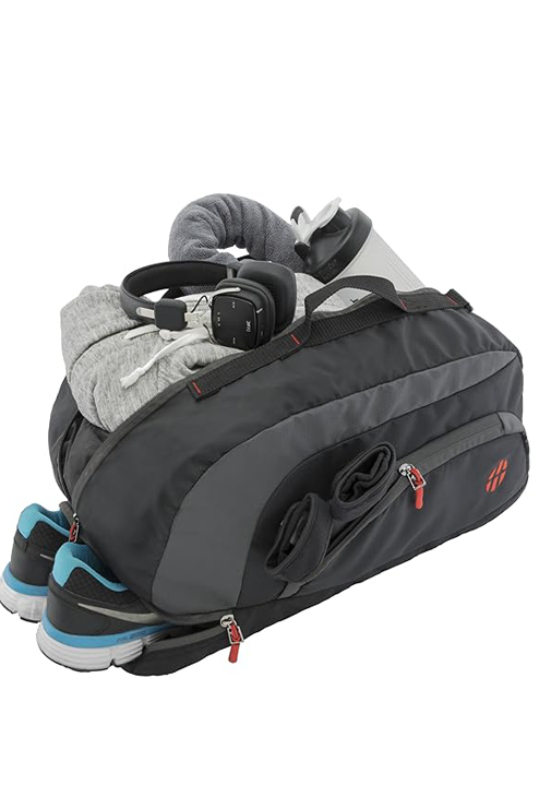 Harissons Jake 31L Duffel bag in black and grey with a shoe compartment