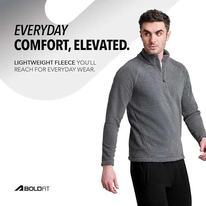 Boldfit men's high-neck half-zip sweatshirt with tailored fit and raglan sleeves