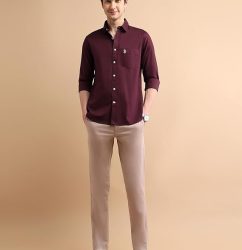U.S. Polo Assn. men's regular fit solid cotton shirt with cutaway collar, long sleeves and two chest pockets